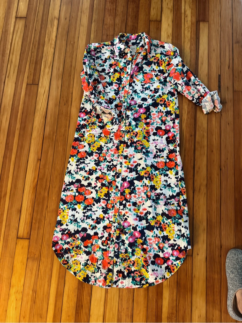 Maeve Multicolor Floral Long-Sleeve Shirt Dress